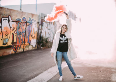 las vegas senior photography with smoke bomb